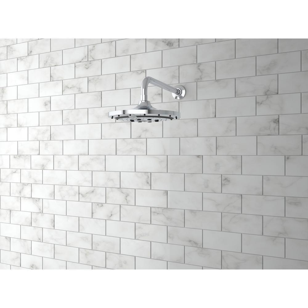 Recharge 6-Spray 9.1 in. Single Wall Mount Fixed Shower Head in Polished Chrome - Super Arbor