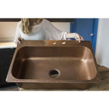 Angelico All-In-One Copper Drop-In 33 in. 3-Hole Single Bowl Kitchen Sink with Pfister Bronze Faucet and Drain