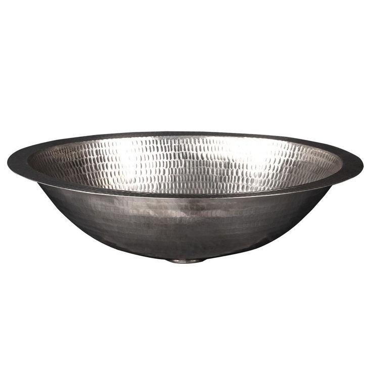 Premier Copper Products Under Counter Oval Hammered Copper 17 in. Bathroom Sink in Nickel