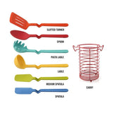 7-Piece Silicone Utensil Set with Wire Caddy