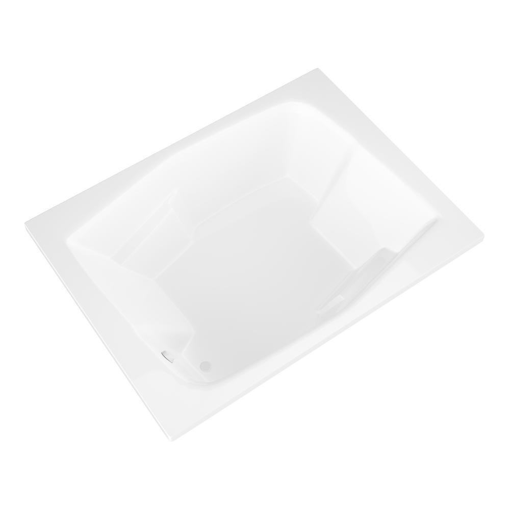 Amethyst 6 ft. Acrylic Center Drain Rectangular Drop-in Non-Whirlpool Bathtub in White - Super Arbor