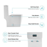 Round Bowl One-Piece Dual Flush 1.28 GPF/0.88 GPF High Efficiency Skirted All-in-One Toilet in White Seat Included - Super Arbor