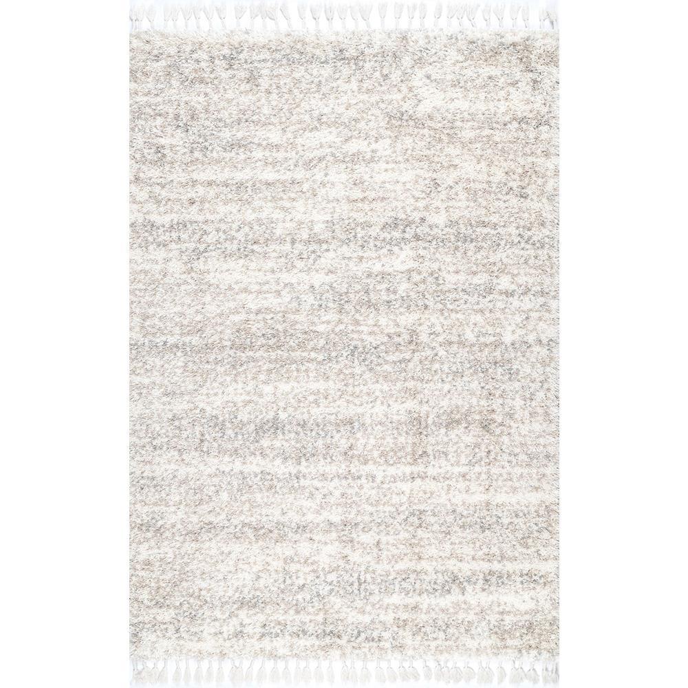Contemporary Brooke Ivory 9 ft. x 12 ft. Shag Area Rug - Super Arbor