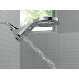 HydroRain Two-in-One 5-Spray 7.9 in. Double Wall Mount Fixed Shower Head in Chrome - Super Arbor