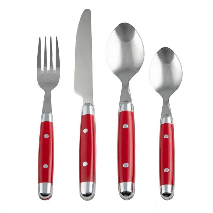 Jubilee Red 16-Piece 18/0 Stainless Steel Flatware Set (Service for 4)