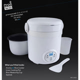 3-Cup White Mini Rice Cooker with Non-Stick Cooking Pot