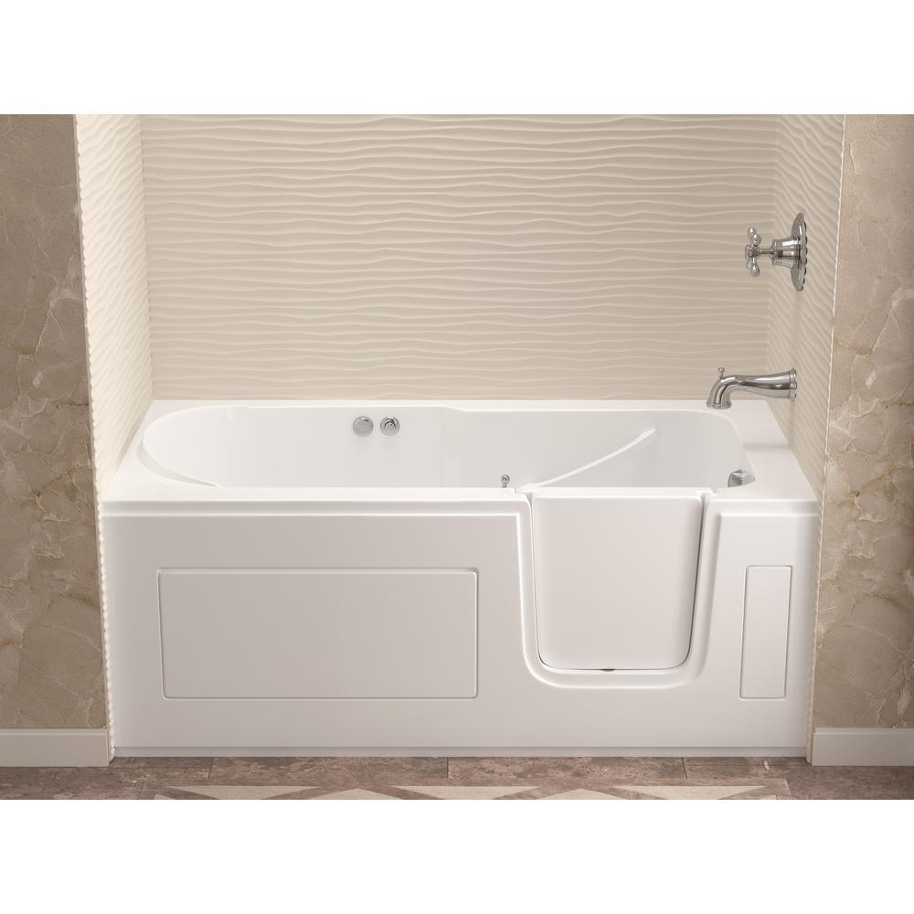 HD Series 60 in. Right Drain Step-In Walk-In Whirlpool Bath Tub with Low Entry Threshold in White - Super Arbor