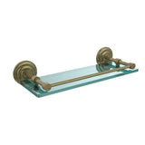 Que New 16 in. L x 3 in. H x 5 in. W Clear Glass Bathroom Shelf with Gallery Rail in Polished Chrome - Super Arbor