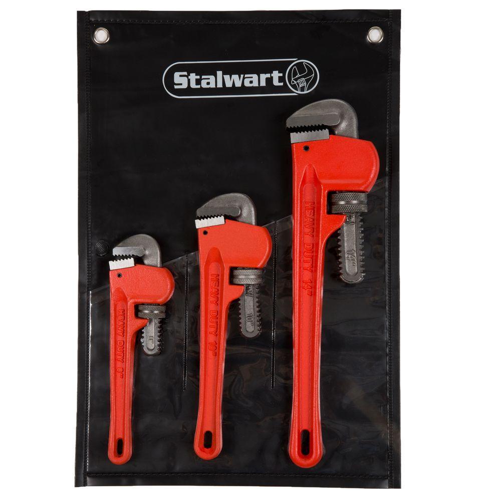Cast Iron Heavy Duty Pipe Wrench Set with Storage Pouch (3-Piece) - Super Arbor