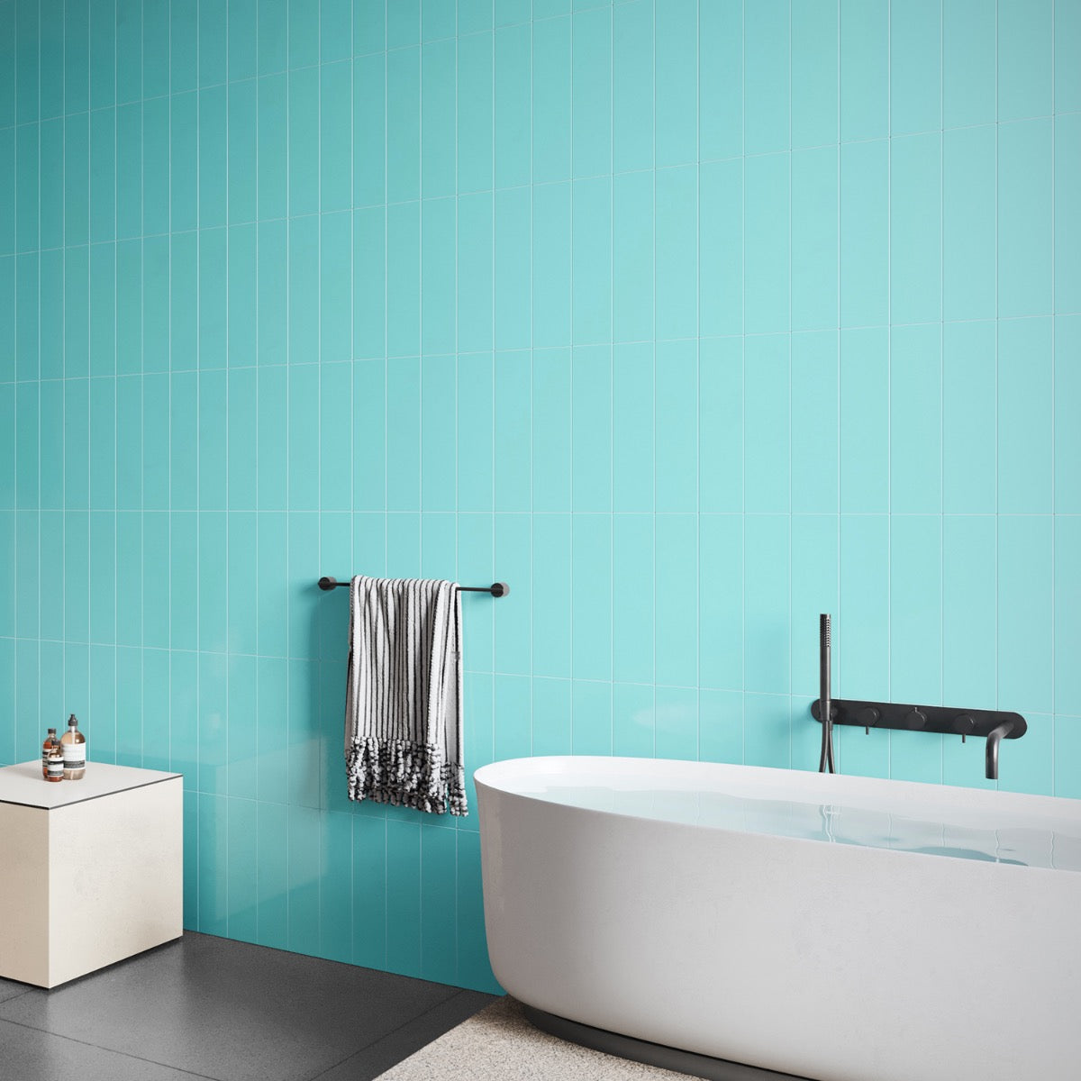 Colorplay Teal Green 4.5x18 Crackled Glossy Ceramic Tile by Lux Tile