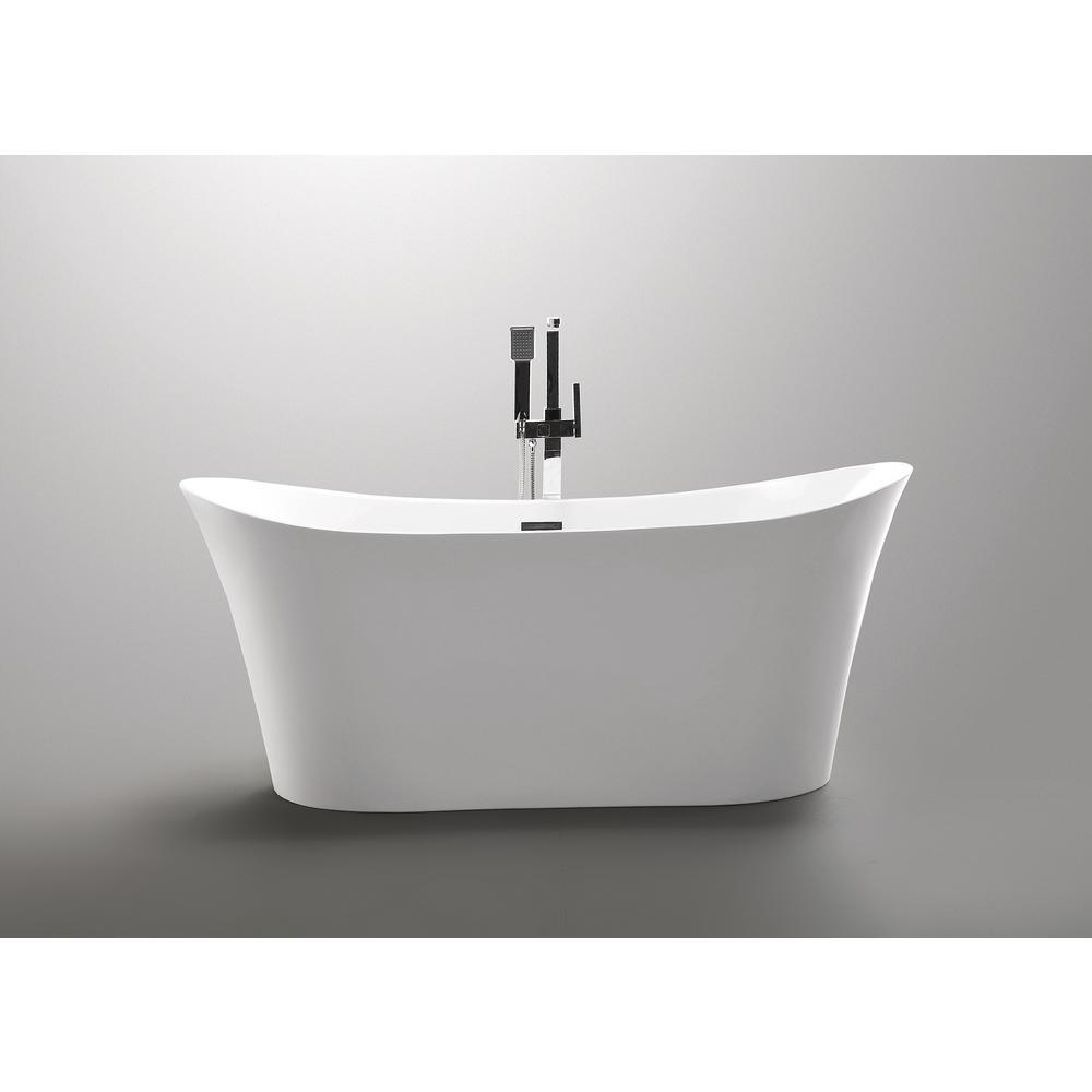 Eft 67 in. Acrylic Flatbottom Non-Whirlpool Bathtub in White - Super Arbor
