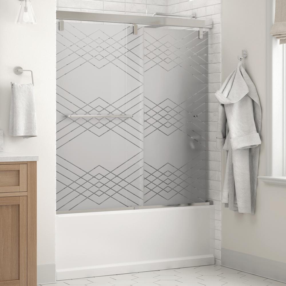 Simplicity 60 x 59-1/4 in. Frameless Mod Soft-Close Sliding Bathtub Door in Chrome with 1/4 in. (6mm) Clear Glass - Super Arbor