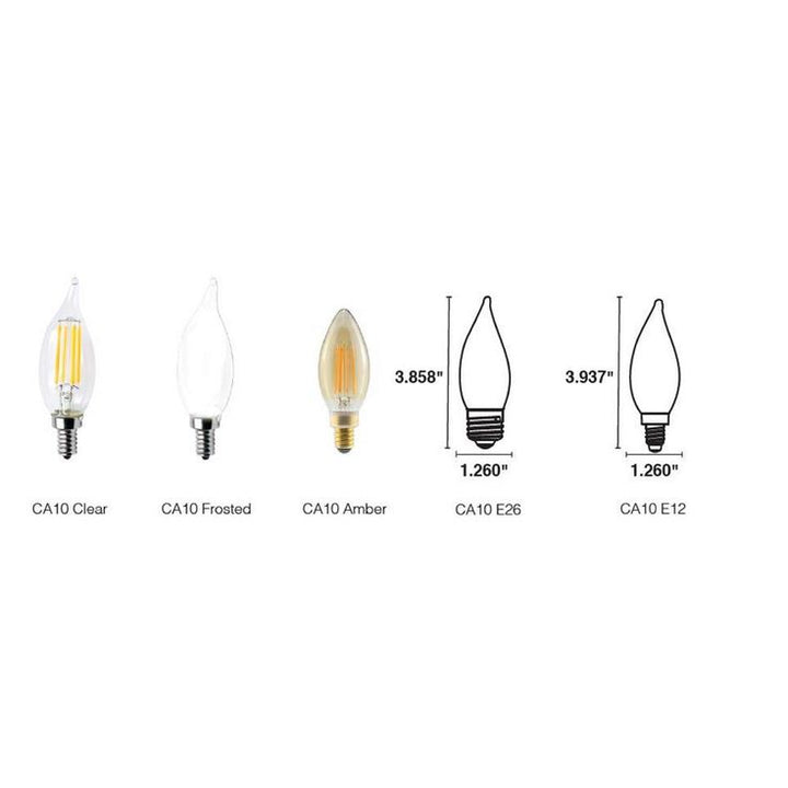 Halco Lighting Technologies 60-Watt Equivalent 5-Watt CA10 Dimmable LED Clear Filament Antique Vintage Chandelier Light Bulb Soft White