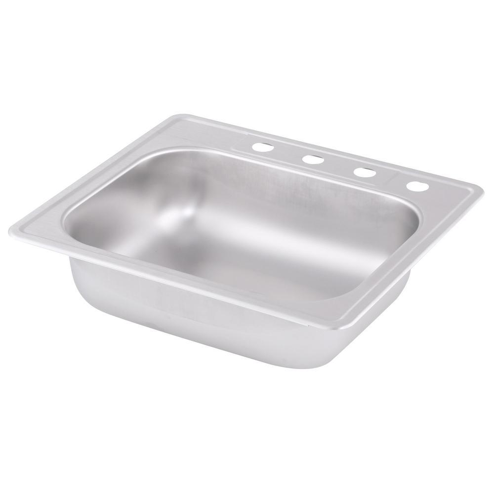 Drop-In Stainless Steel 25 in. 4-Hole Single Bowl Kitchen Sink - Super Arbor