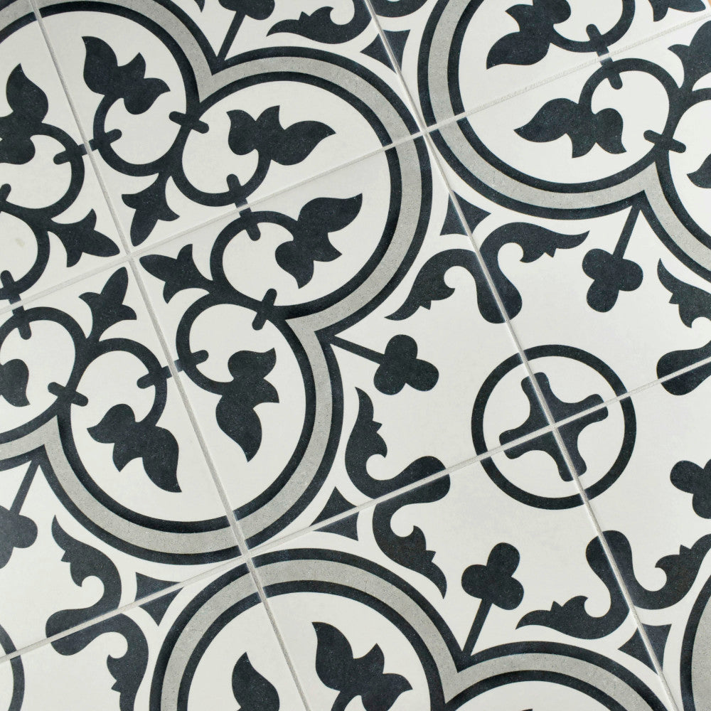 Merola Tile Arte Grey Encaustic 9-3/4 in. x 9-3/4 in. Porcelain Floor and Wall Tile (11.11 sq. ft. / case)