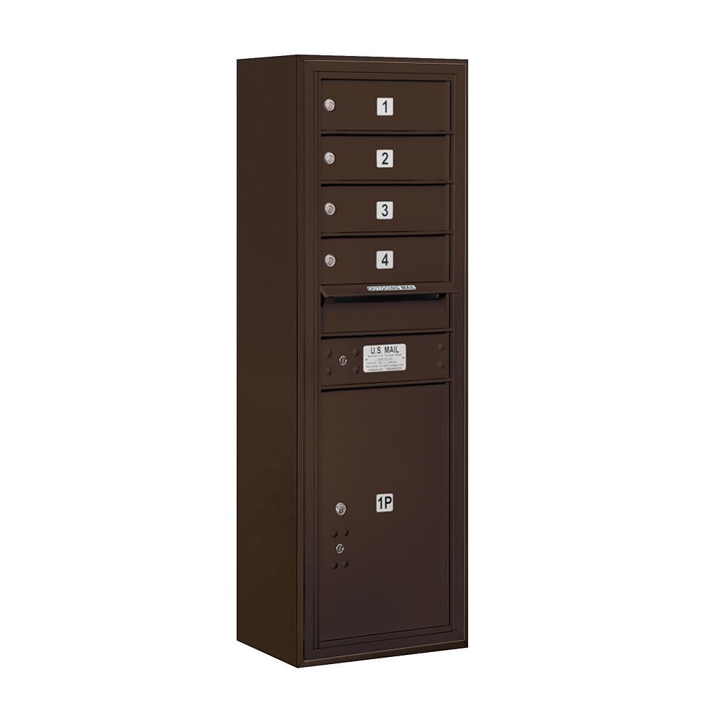 3800 Horizontal Series 4-Compartment with 1-Parcel Locker Surface Mount Mailbox - Super Arbor