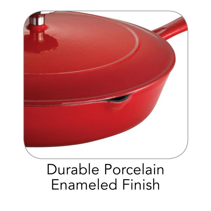 Gourmet 12 in. Porcelain-Enameled Cast Iron Skillet in Gradated Red with Lid