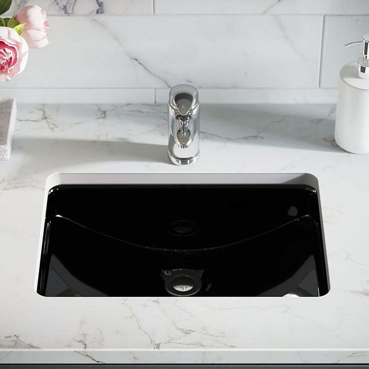 MR Direct 20-3/4 in. Undermount Bathroom Sink in Black with Gray SinkLink and Pop-Up Drain in Chrome