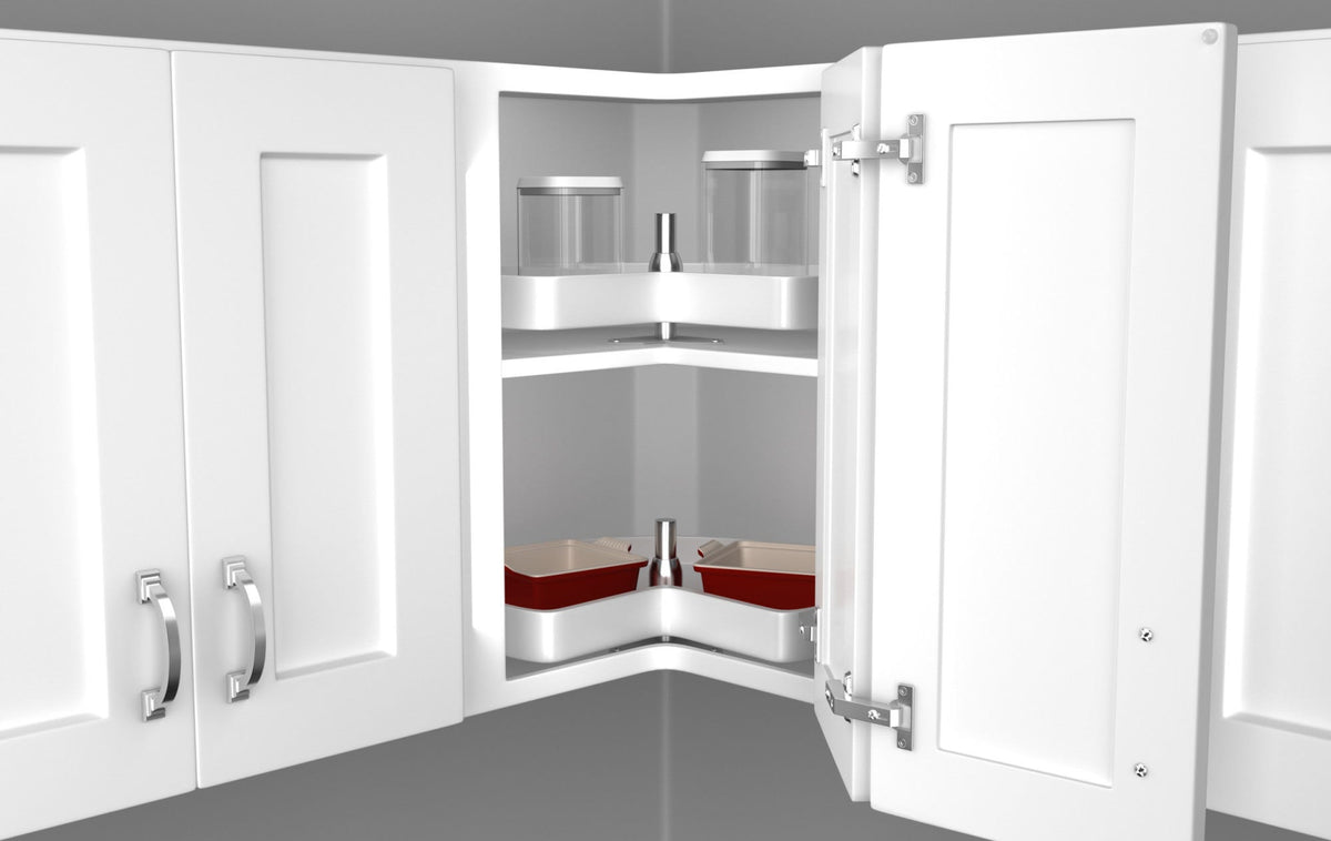 Rev-A-Shelf 18 in. White Polymer Kidney Lazy Susan, Bottom-Mount (Wall Cabinet)