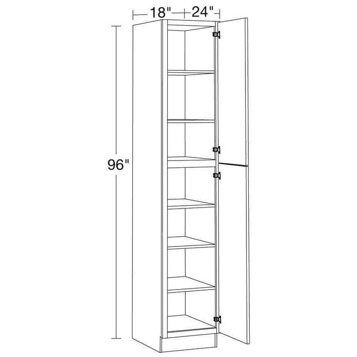 Home Decorators Collection Washington Vessel Blue Plywood Shaker Assembled Utility Pantry Kitchen Cabinet Soft Close 18 in W x 24 in D x 96 in H