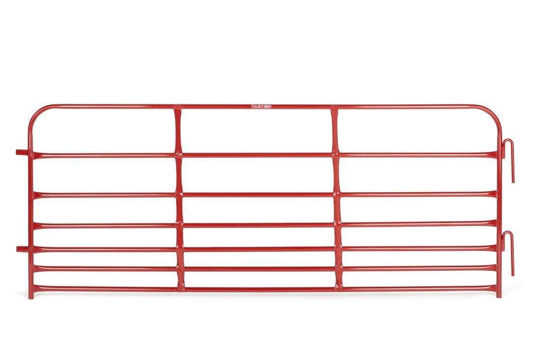 Tarter 3-ft H x 8-ft W Red Powder Coat Steel Corral Flat-top Containment Fence Gate