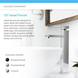 MR Direct Porcelain Vessel Sink in White with 721 Faucet and Pop-Up Drain in Brushed Nickel