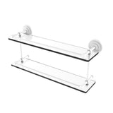 Que New 22 in. L x 8 in. H x 5 in. W 2-Tier Clear Glass Bathroom Shelf with Gallery Rail in Satin Nickel - Super Arbor