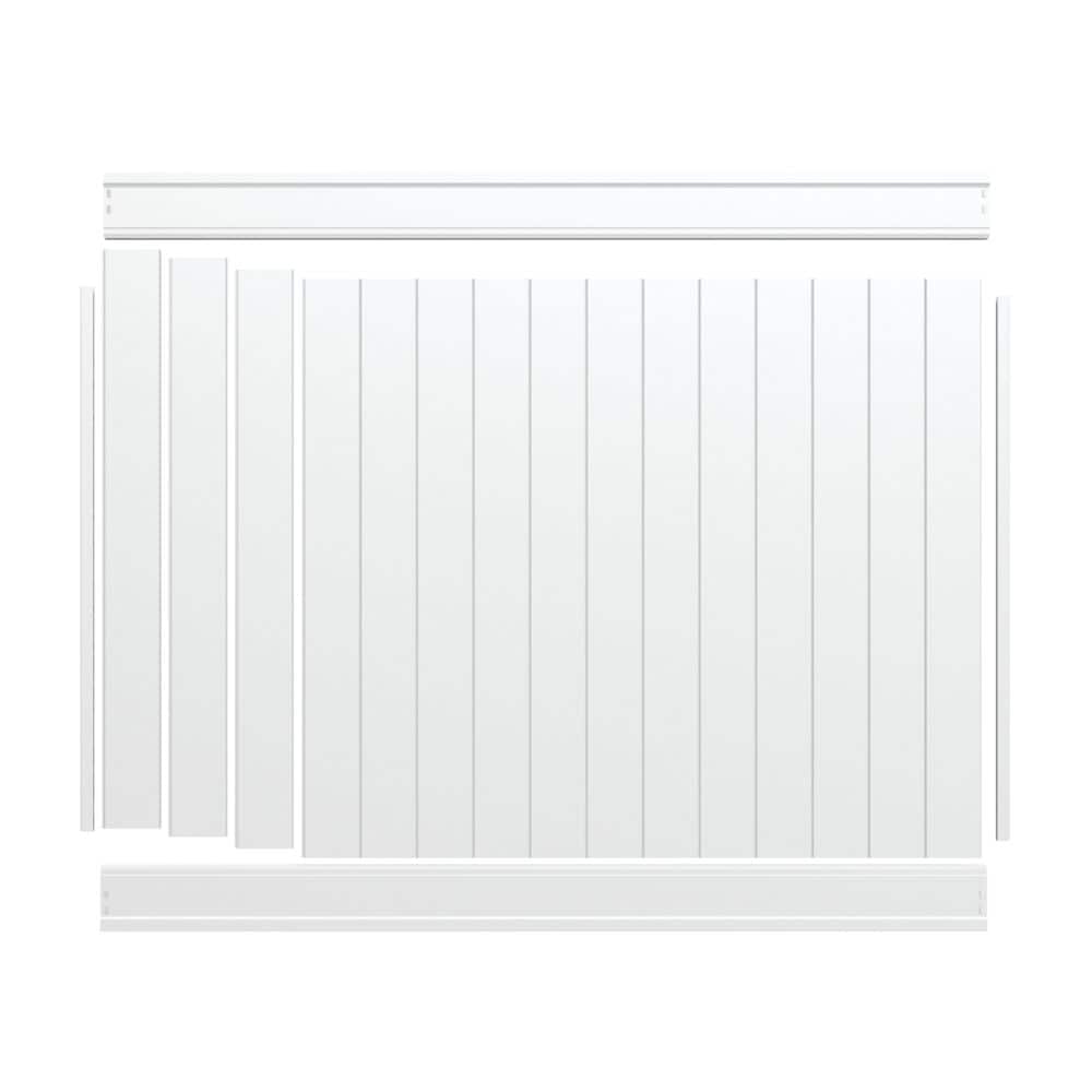 Freedom Emblem 6-ft H x 8-ft W White Privacy Vinyl Flat-top Fence Panel (Unassembled)