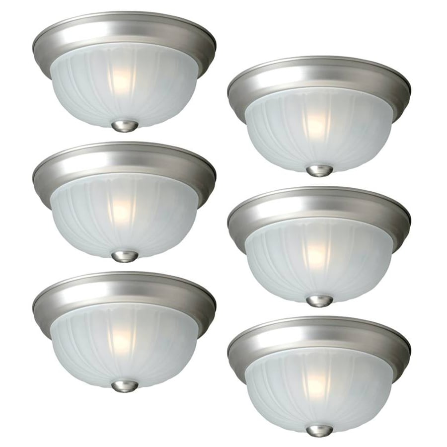 Project Source 6-Pack 10-in Painted Brushed Nickel Traditional Flush Mount Ceiling Light with Frosted Glass