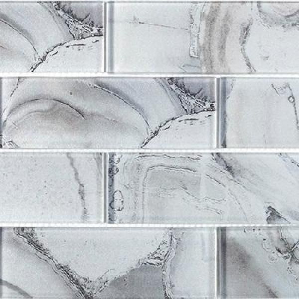 Jeffrey Court Geode Brick Gray 11.625 in. x 11.75 in. x 8 mm Interlocking Glossy Glass Mosaic Tile