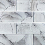Jeffrey Court Geode Brick Gray 11.625 in. x 11.75 in. x 8 mm Interlocking Glossy Glass Mosaic Tile