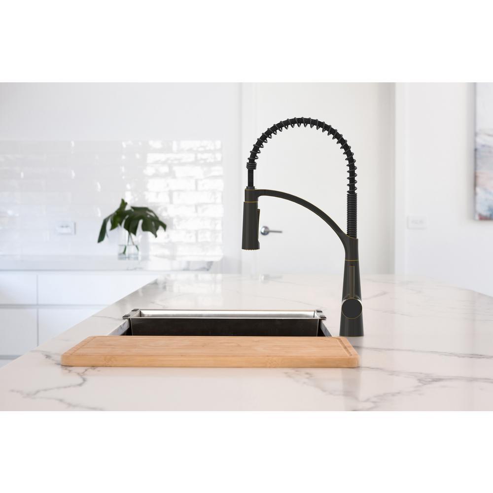 Brenner Commercial Style Single-Handle Pull-Down Sprayer Kitchen Faucet in Oil Rubbed Bronze Finish - Super Arbor