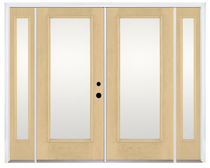 Therma-Tru Benchmark Doors 95-in x 80-in 4-9/16-in Low‑E Ready-to-Paint Fiberglass French Left-Hand Inswing Double Patio Door with Sidelights, Brickmould Included
