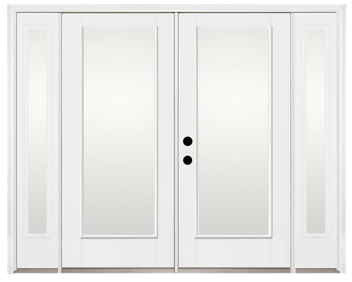 Therma-Tru Benchmark Doors 95-in x 80-in 4-9/16-in Low‑E Ready-to-Paint Fiberglass French Right-Hand Inswing Double Patio Door with Sidelights, Brickmould Included