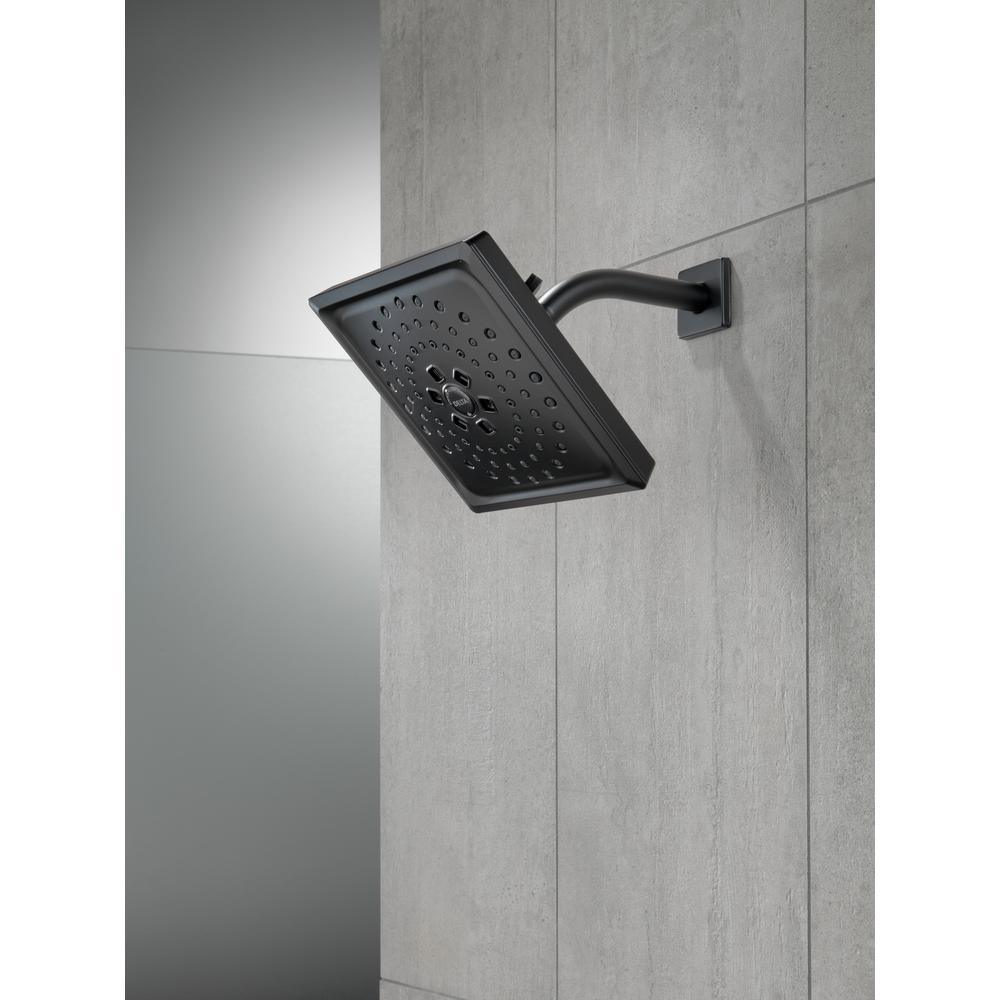3-Spray 7.6 in. Single Wall Mount Fixed Rain H2Okinetic Shower Head in Matte Black - Super Arbor