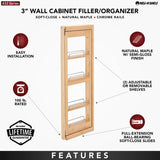 Rev-A-Shelf 3-in W x 36-in H 4-Tier Pull Out Wood Soft Close Baskets & Organizers