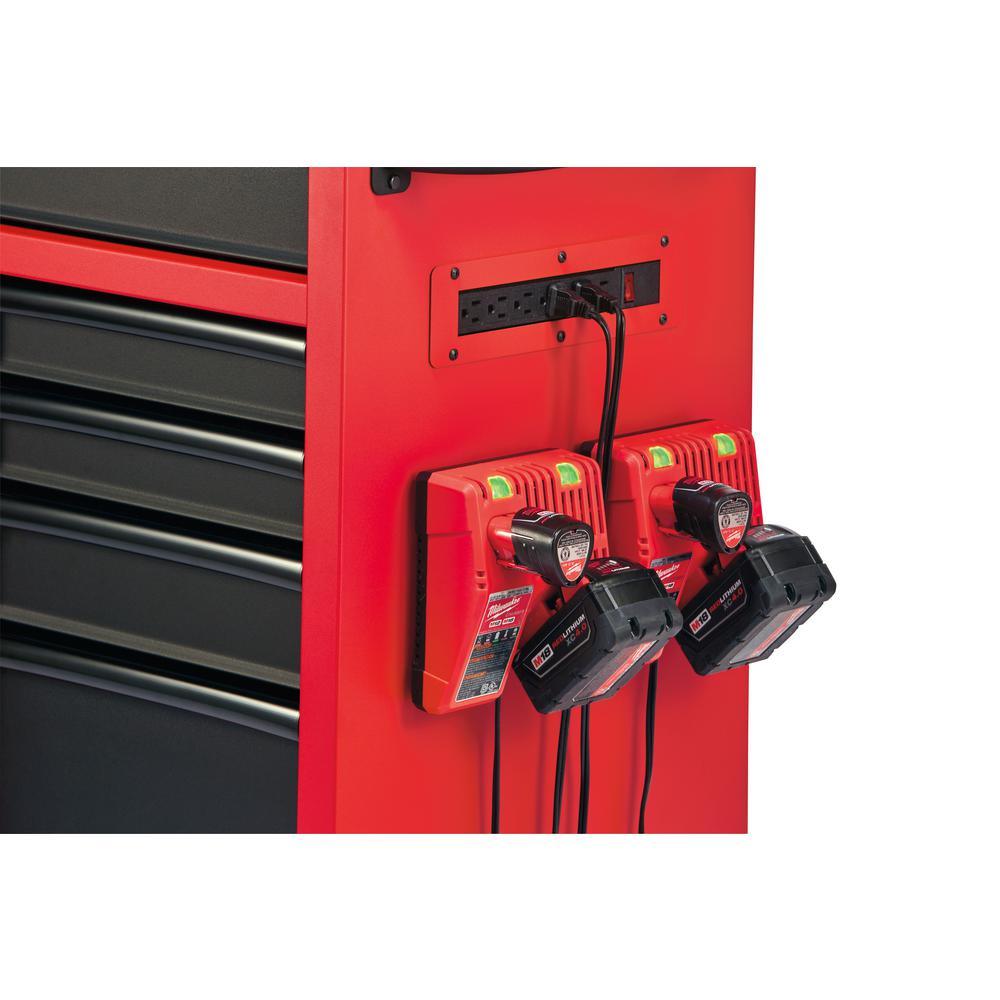 46 in. 16-Drawer Steel Tool Chest and Rolling Cabinet Set, Textured Red and Black Matte - Super Arbor