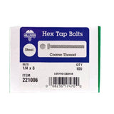 Hillman 1/4 in. D x 3 in. L Zinc-Plated Steel Hex Tap Bolt, 100-Pack