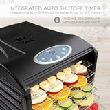 Stainless Steel Tray Food Dehydrator Machine 9 Trays 660w Digital Timer & Temperature Control, Auto Shutoff 95F to 158F