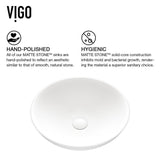VIGO Lotus Matte Stone Vessel Bathroom Sink in White with Duris Faucet in Matte Gold