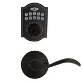 Castle Aged Bronze Electronic Single Cylinder Deadbolt with Naples Passage Lever Combo Pack
