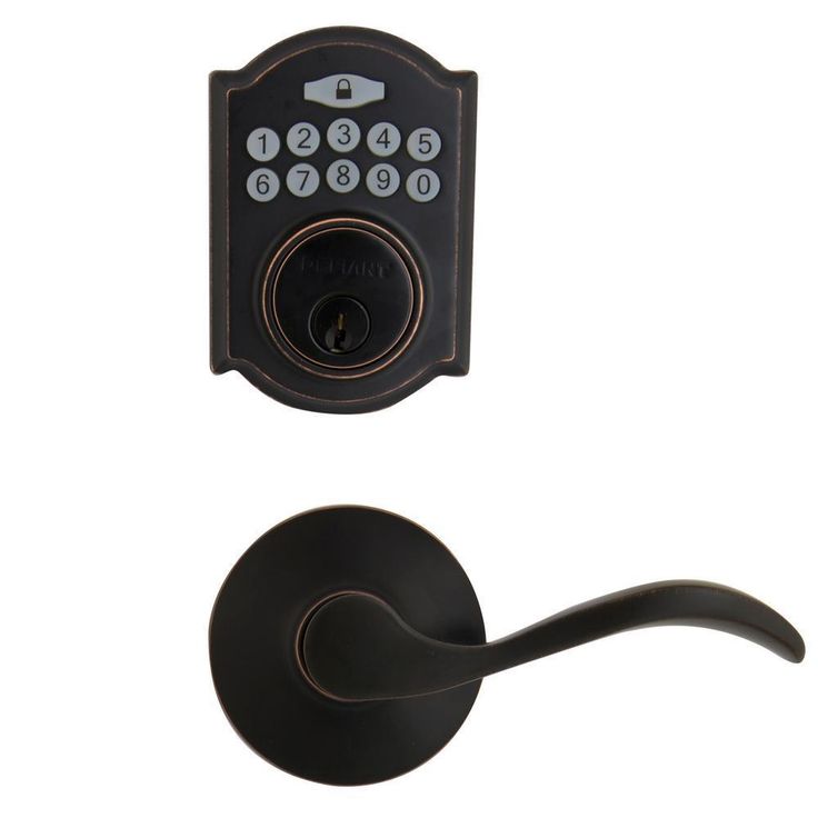 Castle Aged Bronze Single Cylinder Electronic Keypad Deadbolt with Passage Naples Lever Combo Pack