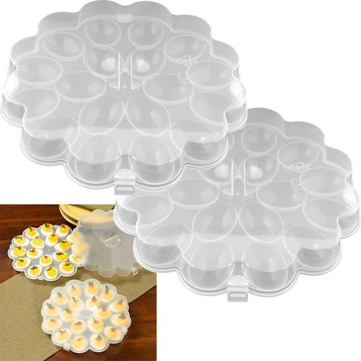 Deviled Egg Trays with Snap On Lids Holds 36 Eggs (Set of 2)