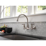 Corin 2-Handle Wall-Mount Kitchen Faucet in Stainless - Super Arbor