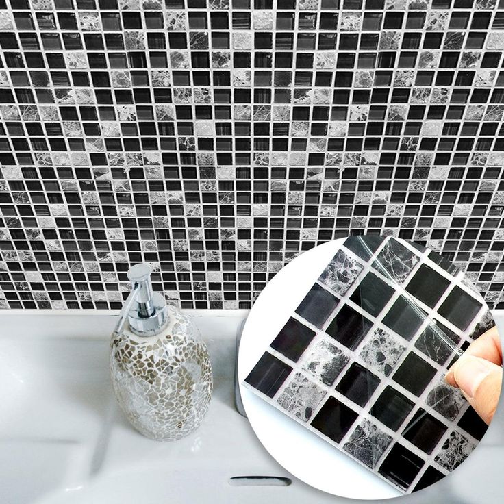 Goory 10Pcs Mosaic Pattern Waterproof Wall Tile Stickers Peel and Stick Tile Kitchen Backsplash Wallpaper Sticker 15x15cm/20x20cm