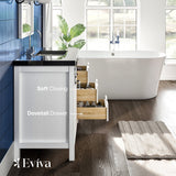 Eviva Dallas 36 in. W x 22 in. D x 34 in. H Bath Vanity in White with Black Granite Top and Black Sink