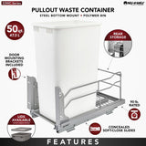 Rev-A-Shelf 50-Quart Plastic Pull Out Trash Can