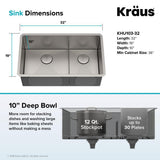 Standart PRO Undermount Stainless Steel 16-Gauge 32 in. 60/40 Double Bowl Kitchen Sink - Super Arbor