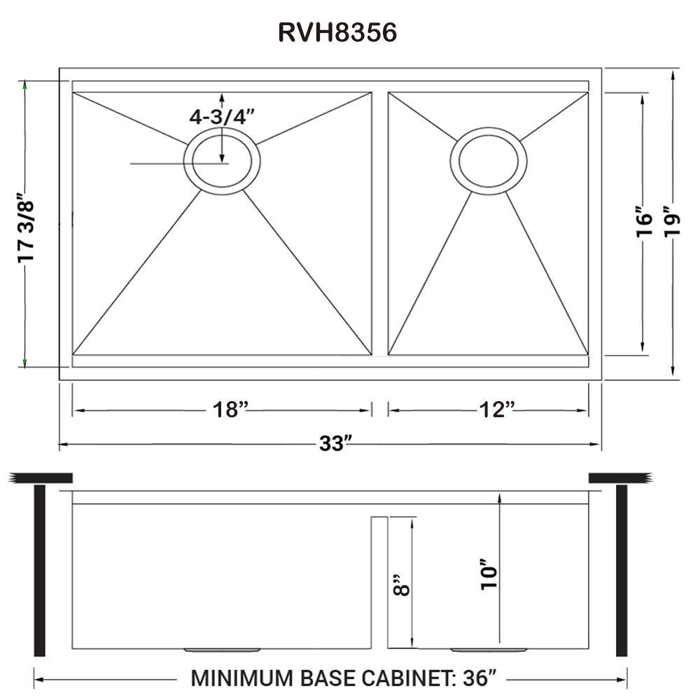 33 in. Workstation Ledge 60/40 Double Bowl Undermount 16-Gauge Stainless Steel Kitchen Sink - Super Arbor