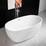 Dieppe 59 in. Acrylic Double Ended Flat Bottom Bathtub with Chrome Overflow and Drain Included in White - Super Arbor